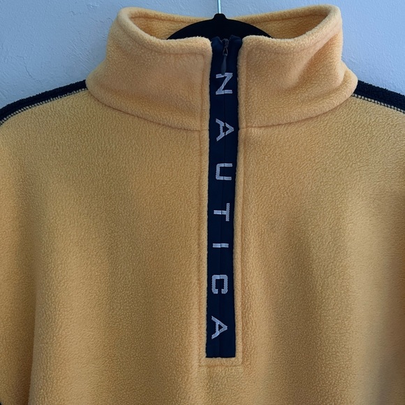 ❌SOLD❌ NAUTICA VINTAGE Nautech Fleece Pullover 1/4 Zip Yellow Navy | MEDIUM - Picture 9 of 12